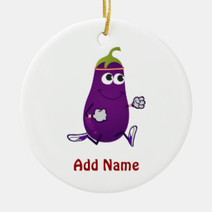 Funny Eggplant Runner Ceramic Tree Decoration