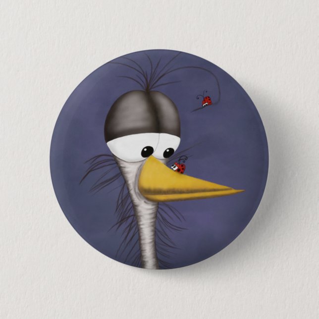 Funny Egret Cartoon 6 Cm Round Badge (Front)