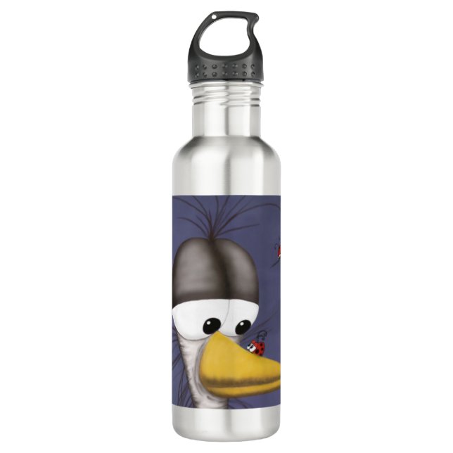 Funny Egret Cartoon 710 Ml Water Bottle (Front)