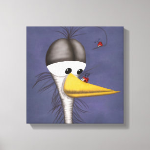 Funny Egret Cartoon Canvas Print