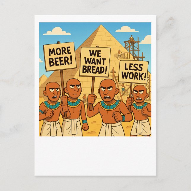 Funny Egyptian Beer and Bread Protest Postcard (Front)