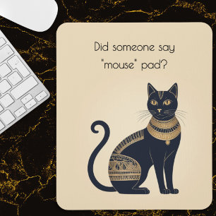Funny Egyptian-Inspired Black Cat Mouse Pad