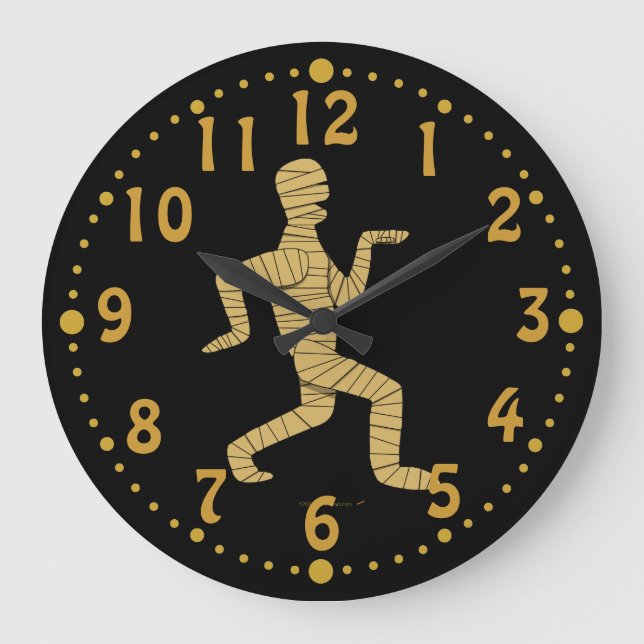 Funny Egyptian Mummy Halloween Custom Clock w/Mins (Front)
