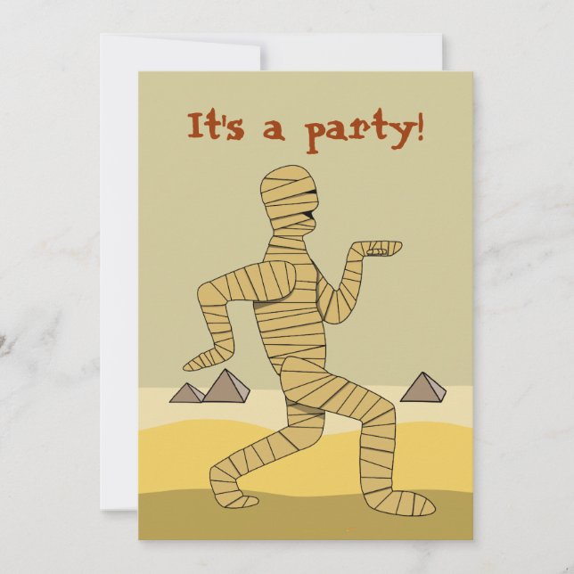Funny Egyptian Mummy Halloween Party Invitations (Front)