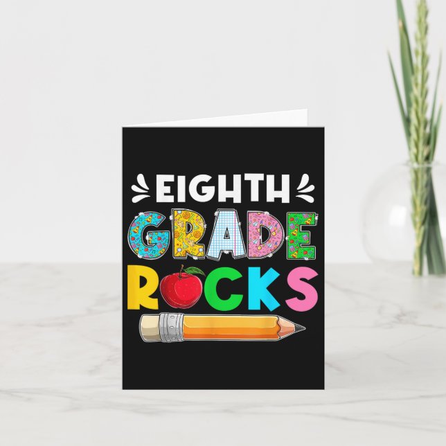 Funny Eighth Grade Rocks Students First Day Of Sch Card (Front)