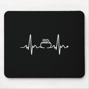 Funny Ekg Heartbeat Love Curling White Curling Fan Mouse Pad