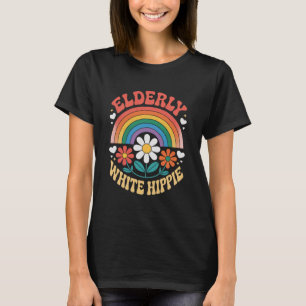 Funny Elderly White Hippie Retro Rainbow Humour Wo T-Shirt