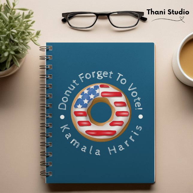 Funny Election Doughnut Forget to Vote Dark Notebook (-)