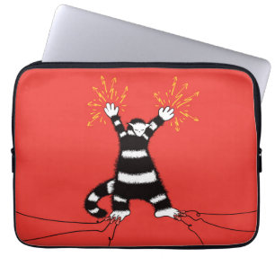 Funny Electric Cat Character High Voltage Laptop Sleeve