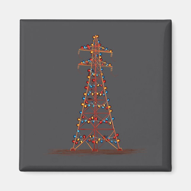 Funny Electric Pylon Christmas Graphics Lights Lov Magnet (Front)