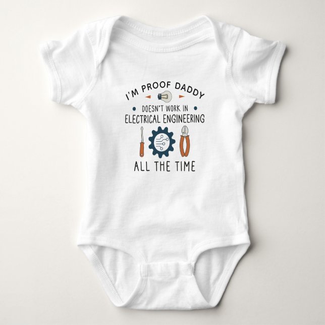 Funny Electrical Engineer Daddy Electricity Baby Bodysuit (Front)