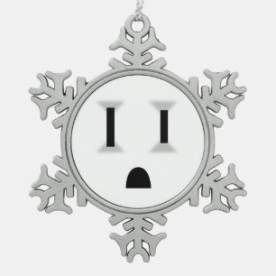 Funny Electrical Outlet Snowflake Pewter Christmas Ornament