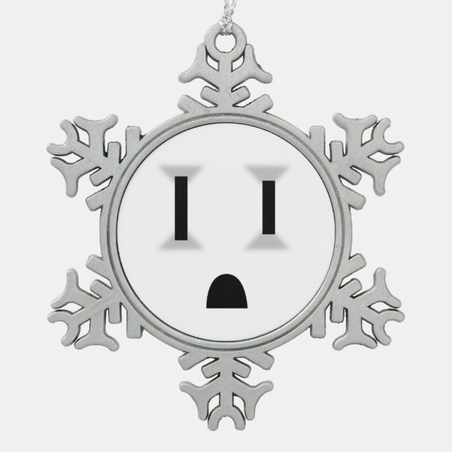 Funny Electrical Outlet Snowflake Pewter Christmas Ornament (Front)
