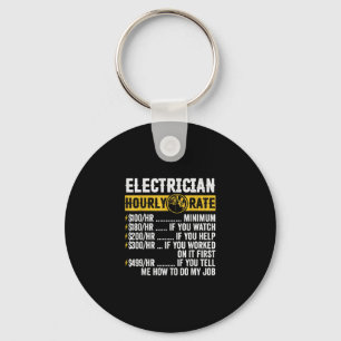 Funny  Electrician Apparel, Hourly Rate Men Key Ring