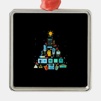 Funny Electrician Christmas Tree Metal Ornament