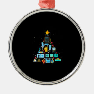 Funny Electrician Christmas Tree Metal Ornament