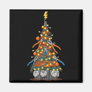 Funny Electrician Christmas Tree Xmas Graphic Men  Magnet