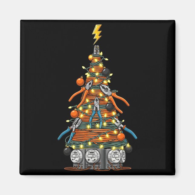 Funny Electrician Christmas Tree Xmas Graphic Men  Magnet (Front)