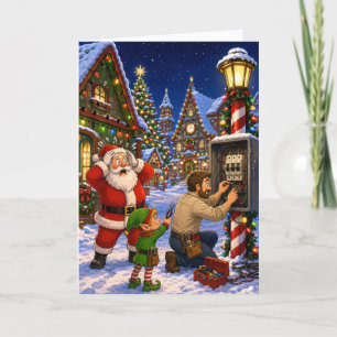 Funny Electrician Client Appreciation Christmas Holiday Card