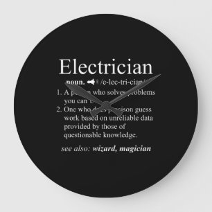 Funny Electrician Definition Electrical Engineer Large Clock