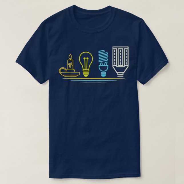 Funny Electrician EngineerLight Bulb Electricity  T-Shirt (Design Front)