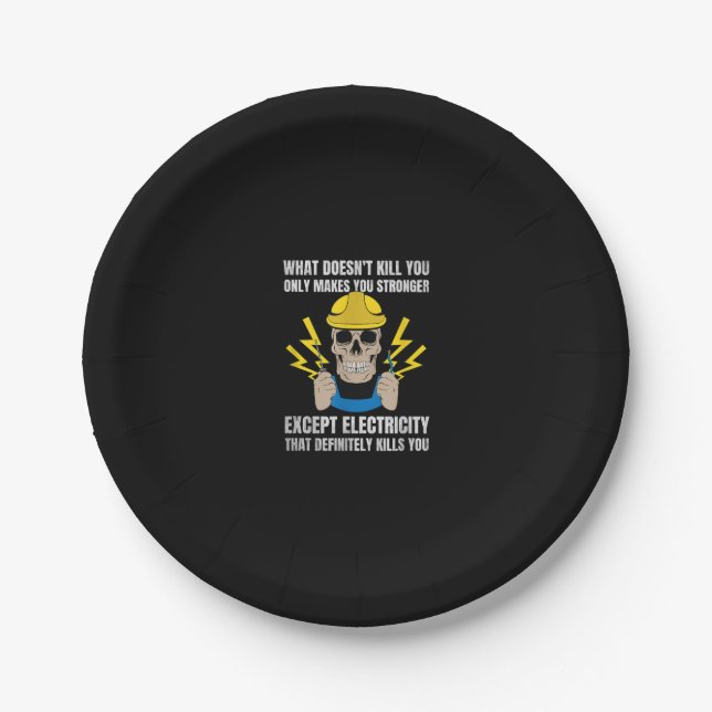 Funny Electrician Gift  Electrical Engineer Paper Plate (Front)