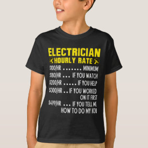 Funny Electrician Hourly Rate Pricing Chart T-Shirt