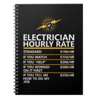 Funny Electrician Hourly Rate Table Humor Gift