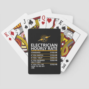 Funny Electrician Hourly Rate Table Humor Gift Playing Cards