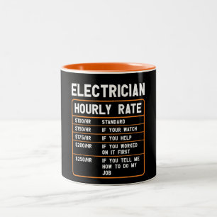 Funny Electrician Hourly Rate Two-Tone Coffee Mug