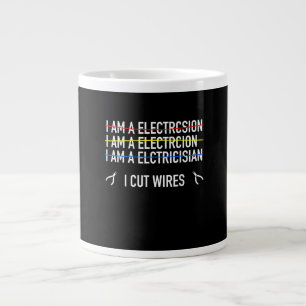 Funny Electrician Shirt, I Cut Wires Large Coffee Mug
