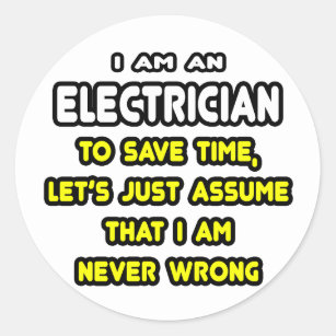 Funny Electrician T-Shirts and Gifts Classic Round Sticker