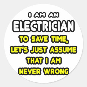 Funny Electrician T-Shirts and Gifts Classic Round Sticker