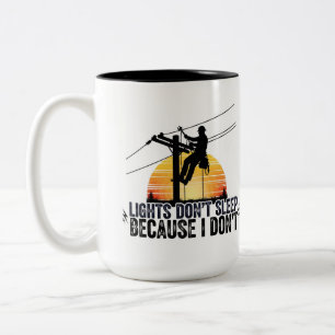 Funny Electrician & Utility Worker Gift Idea Two-Tone Coffee Mug