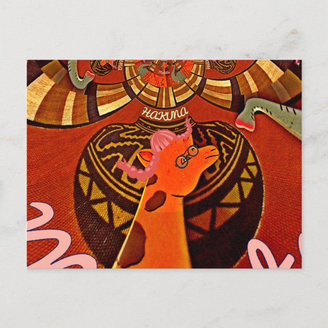 Funny Elegant Giraffe Accessorised African Style Postcard (Front)