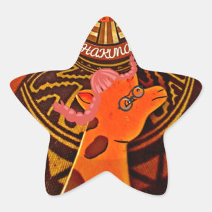 Funny Elegant Giraffe Accessorised African Style Star Sticker