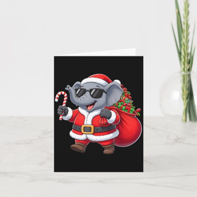 Funny Elephant Christmas Santa Outfit Xmas Boys Gi Card (Front)