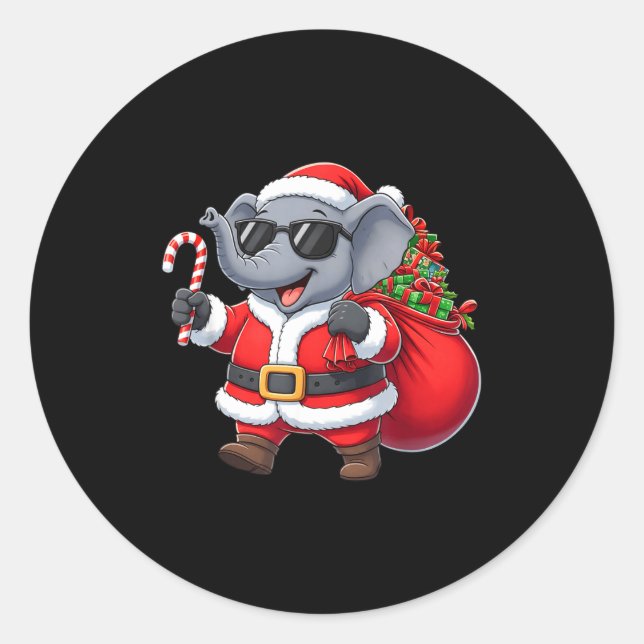 Funny Elephant Christmas Santa Outfit Xmas Boys Gi Classic Round Sticker (Front)