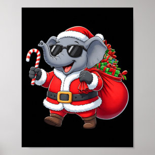 Funny Elephant Christmas Santa Outfit Xmas Boys Gi Poster