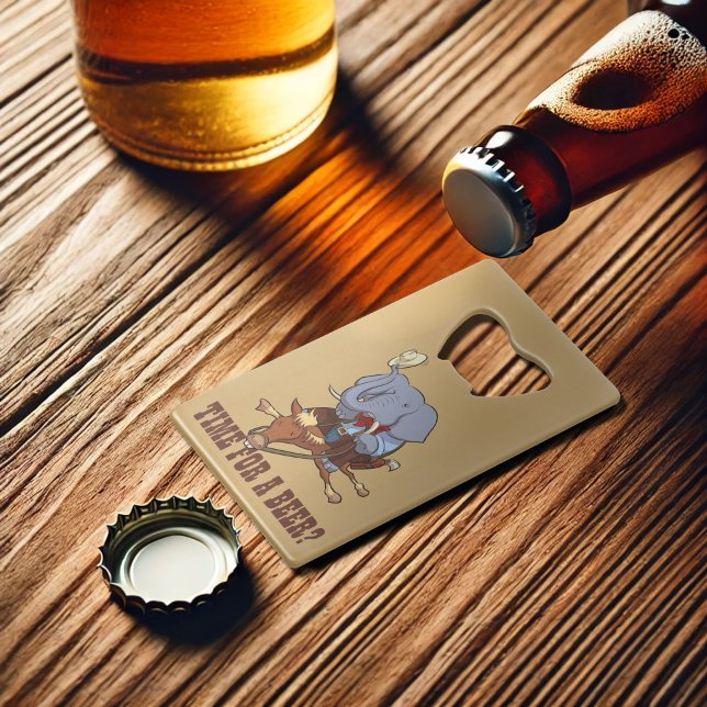 Funny Elephant Cowboy Time For A Beer? Cartoon (Creator Uploaded)