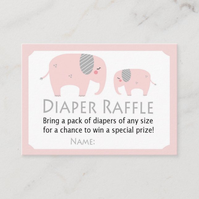 Funny Elephant Diaper Raffle Tickets (Front)