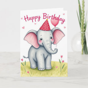 Funny Elephant Happy Birthday Card
