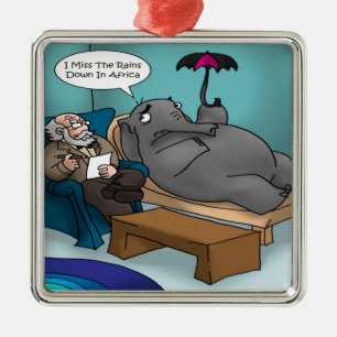 Funny Elephant In Therapy Metal Tree Decoration