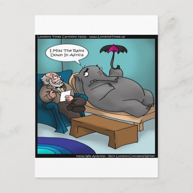 Funny Elephant In Therapy Postcard (Front)