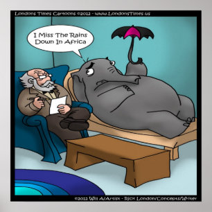 Funny Elephant In Therapy Poster