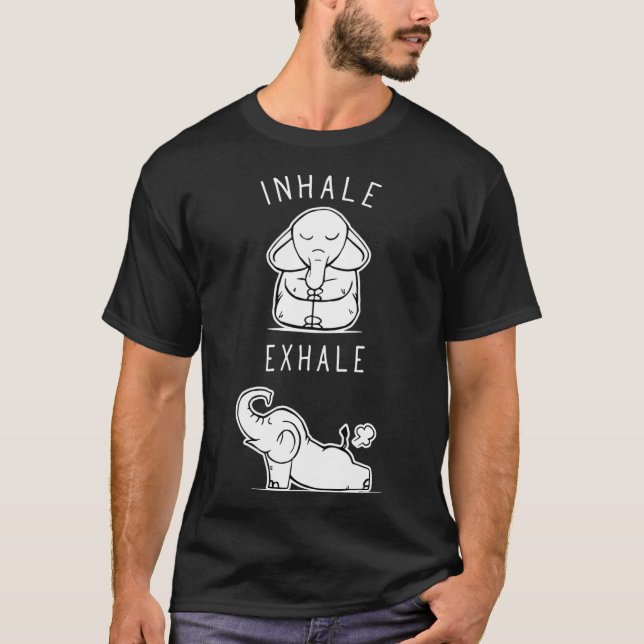 Funny Elephant Inhale Ehale Yoga friends T-Shirt (Front)