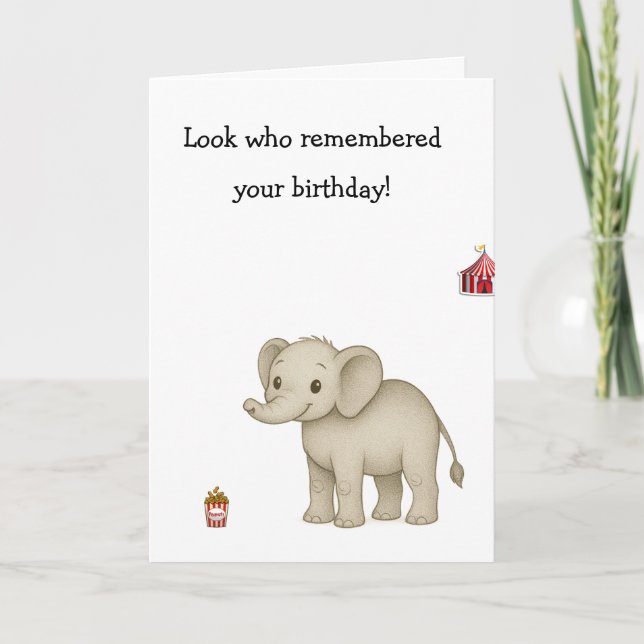 Funny Elephant Memory Age Burn Card (Front)