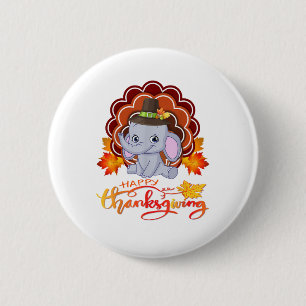 Funny elephant Turkey Happy Thanksgiving 6 Cm Round Badge