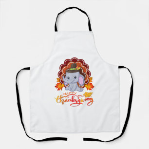 Funny elephant Turkey Happy Thanksgiving Apron