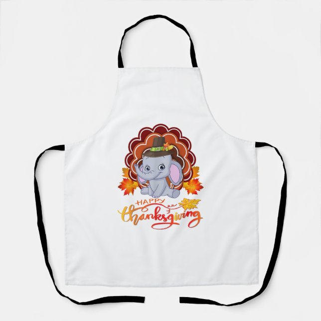 Funny elephant Turkey Happy Thanksgiving  Apron (Front)
